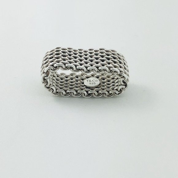 Size 7.5 Tiffany & Co Somerset Ring Mesh Weave AUTHENTIC in Sterling Silver - Picture 3 of 4